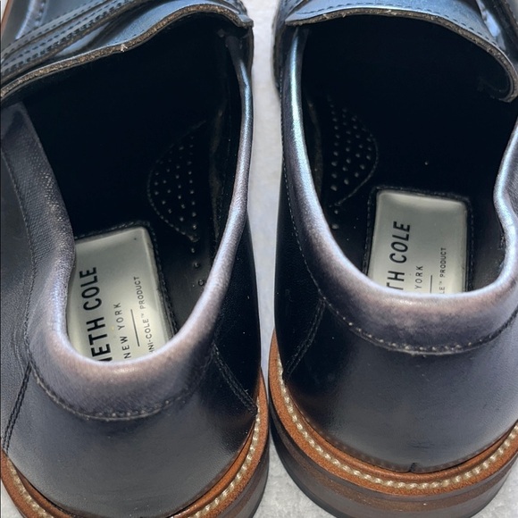 Kenneth Cole Black Leather Loafers Sleek Moccasin Style - Picture 5 of 11